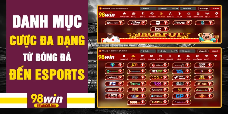 Danh mục cược đa dạng từ bóng đá đến eSports